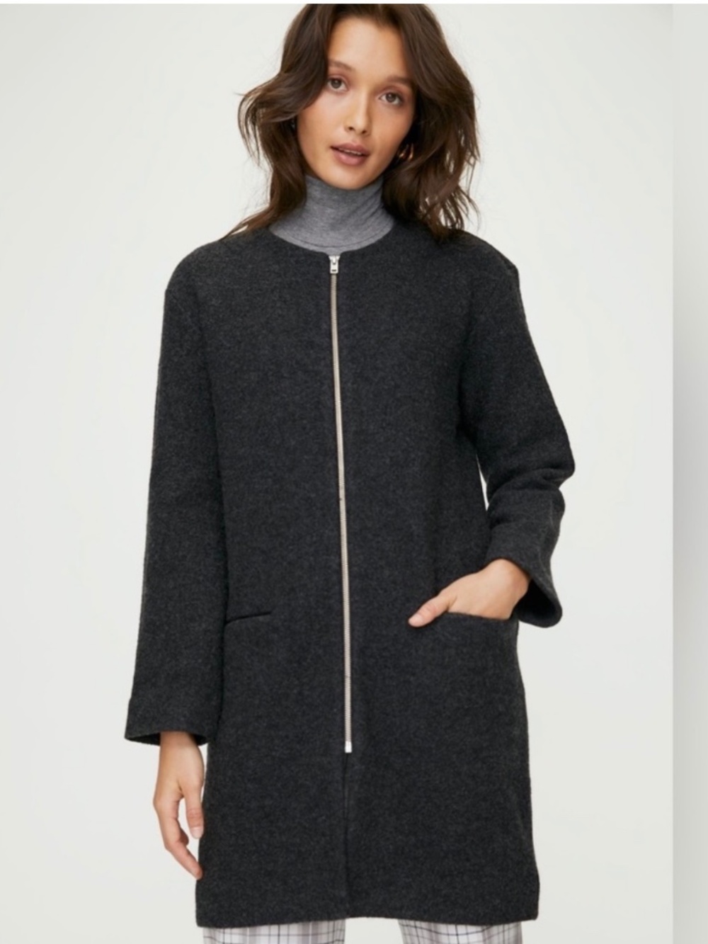 Wilfred Aritzia BANVILLE Merino Wool Zip Up Cardigan Jacket Coat Size Small